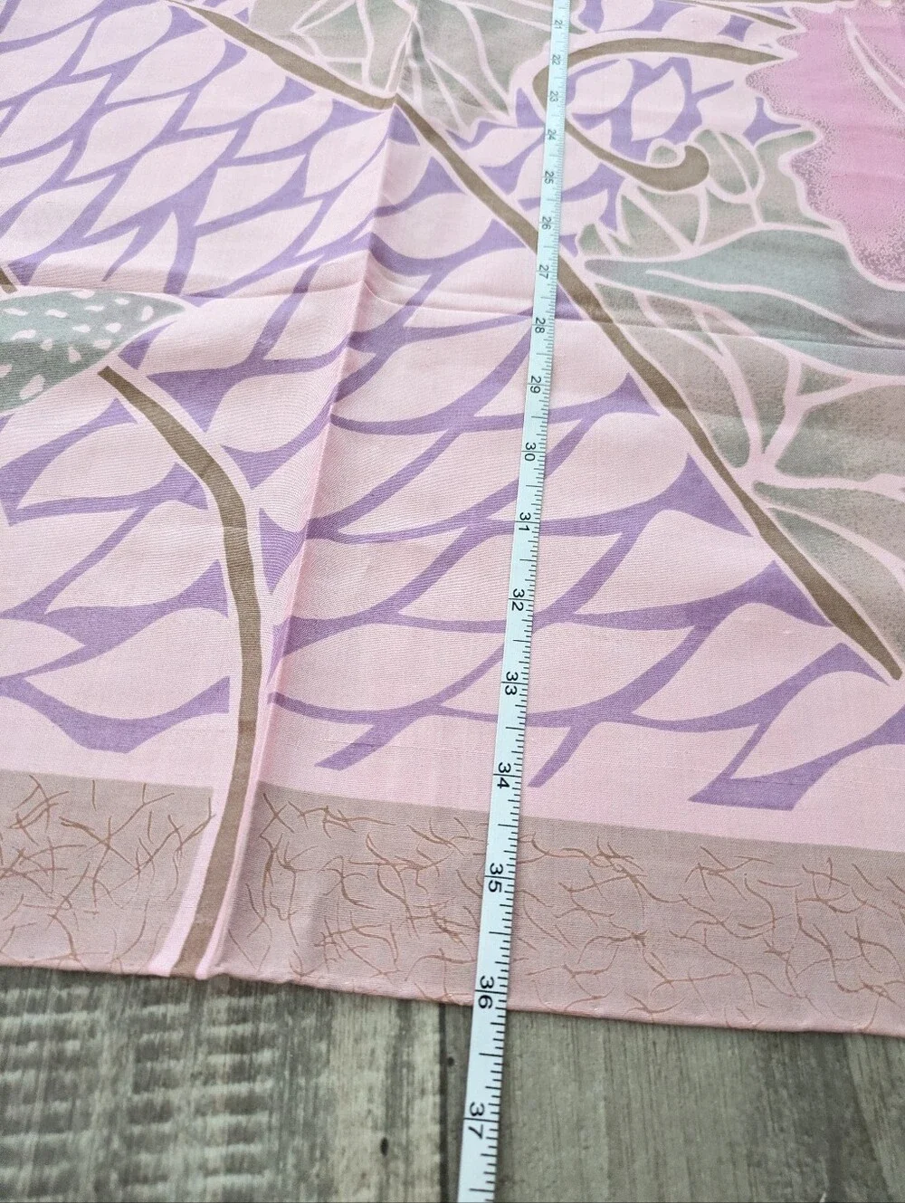 Vintage Thai Silk Scarf Pink Floral Print Made in Thailand 36x34